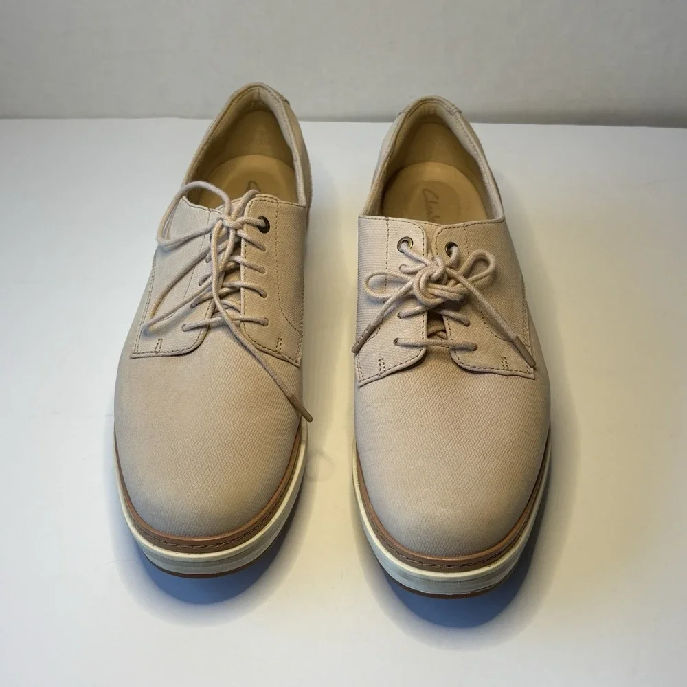 Clarks Teadale Women's Sz 9 Blush Pink Leather‎ Lace Up Oxford Platform Sneaker